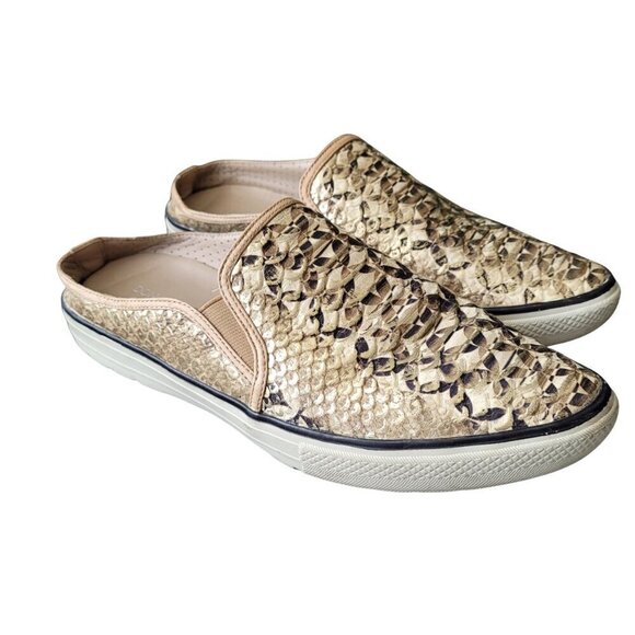 Donald J. Pliner Gold Leather Crocodile Print Comfort Sneakers Loafers - Picture 1 of 10